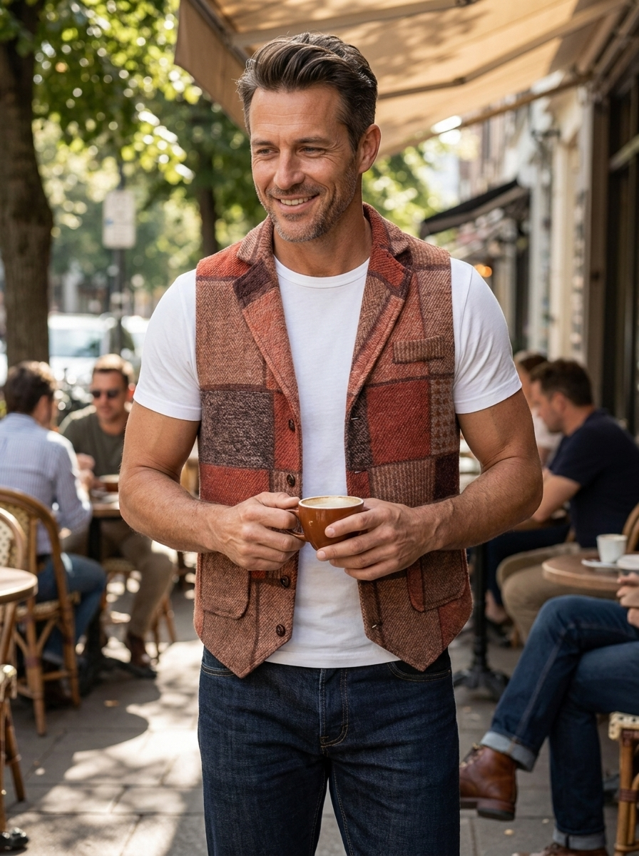 Herren Elegante Weste | Kontrastdesign