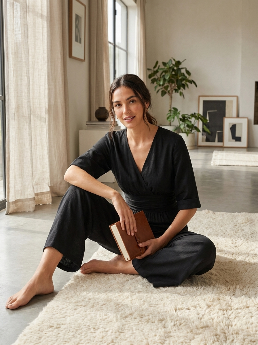 Damen Wickel-Jumpsuit | Wide-Leg