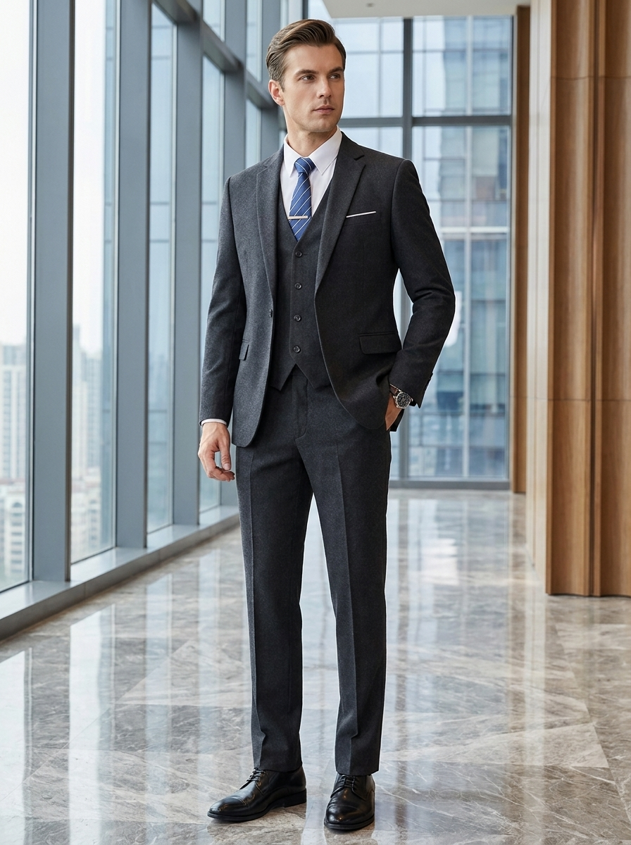 Anzug Herren Dreiteiler Slim Fit