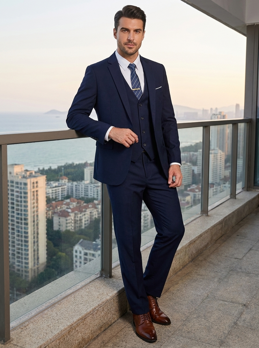 Anzug Herren Dreiteiler Slim Fit