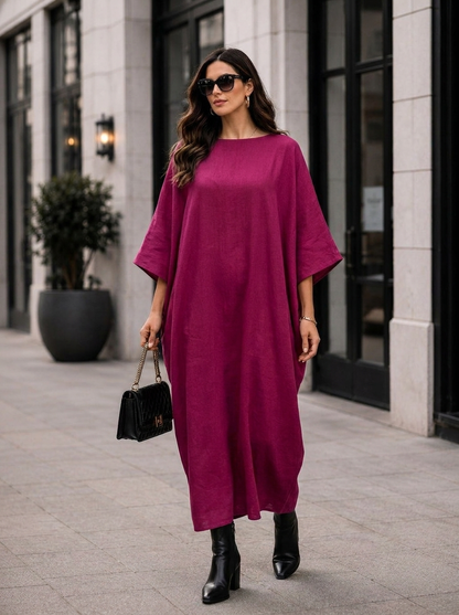 Damen Leinen Kaftankleid | Maxi