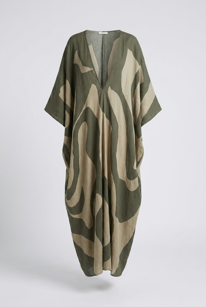 Damen Kaftankleid Maxi Print – Hauptansicht