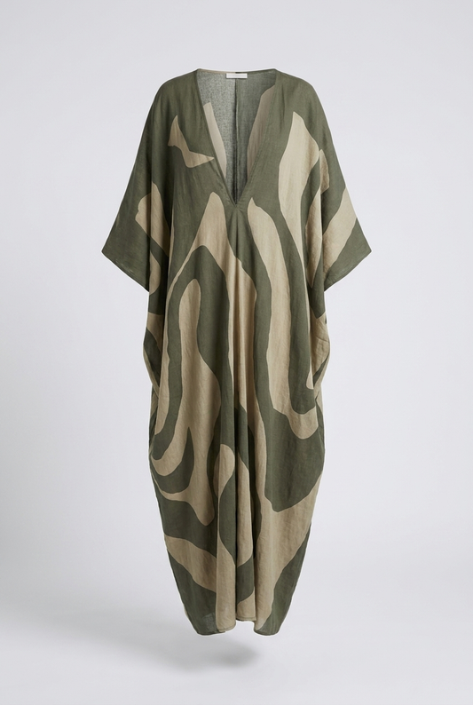 Damen Kaftankleid Maxi Print – Hauptansicht