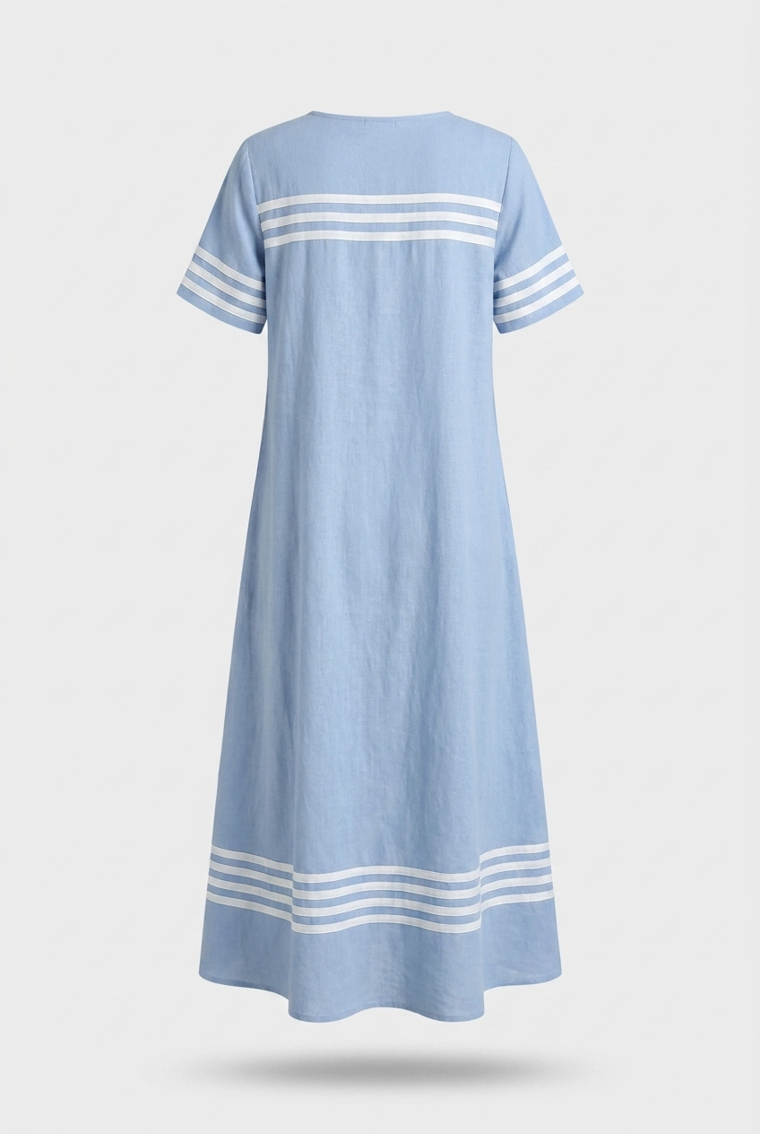 Damen Farbblock Midikleid – Rückansicht