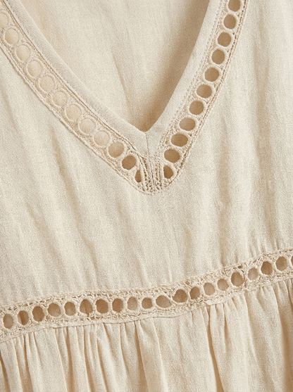Damen Natur Sommerkleid | Midi