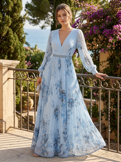 Damen Falten Maxikleid | Floral