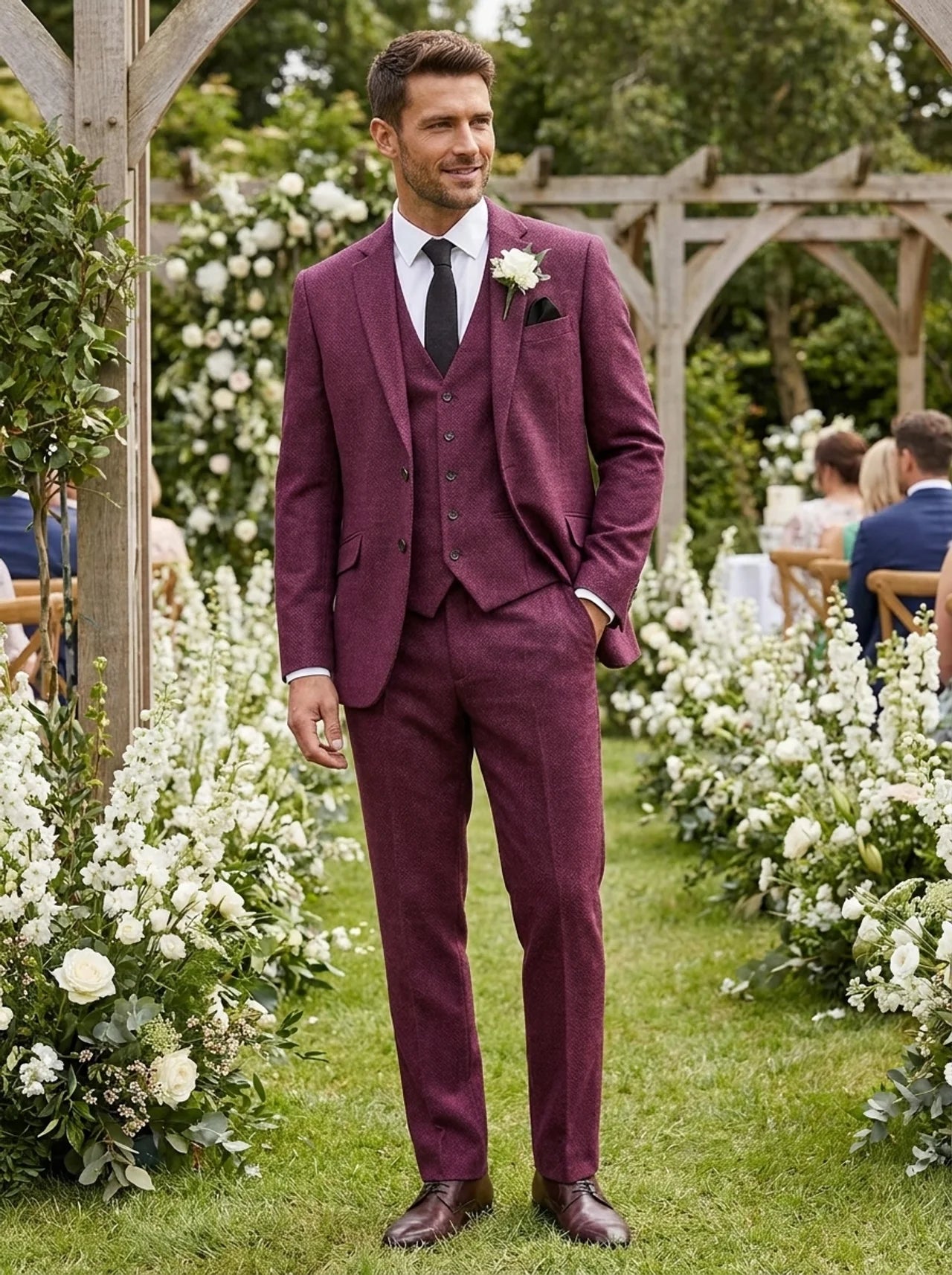 Anzug Herren Dreiteiler Slim Fit