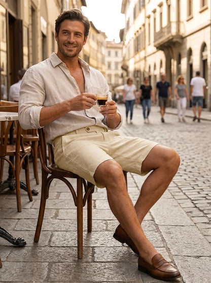 Herren Leinen-Shorts | Tunnelzug