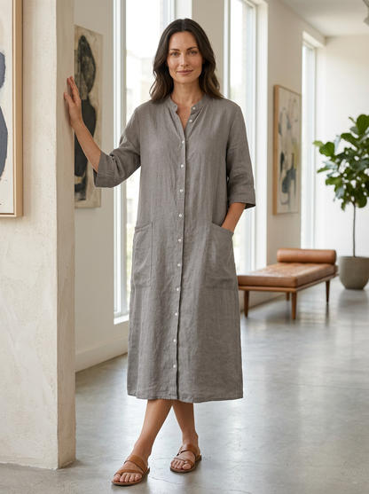 Damen Hemdblusenkleid | Knopfleiste