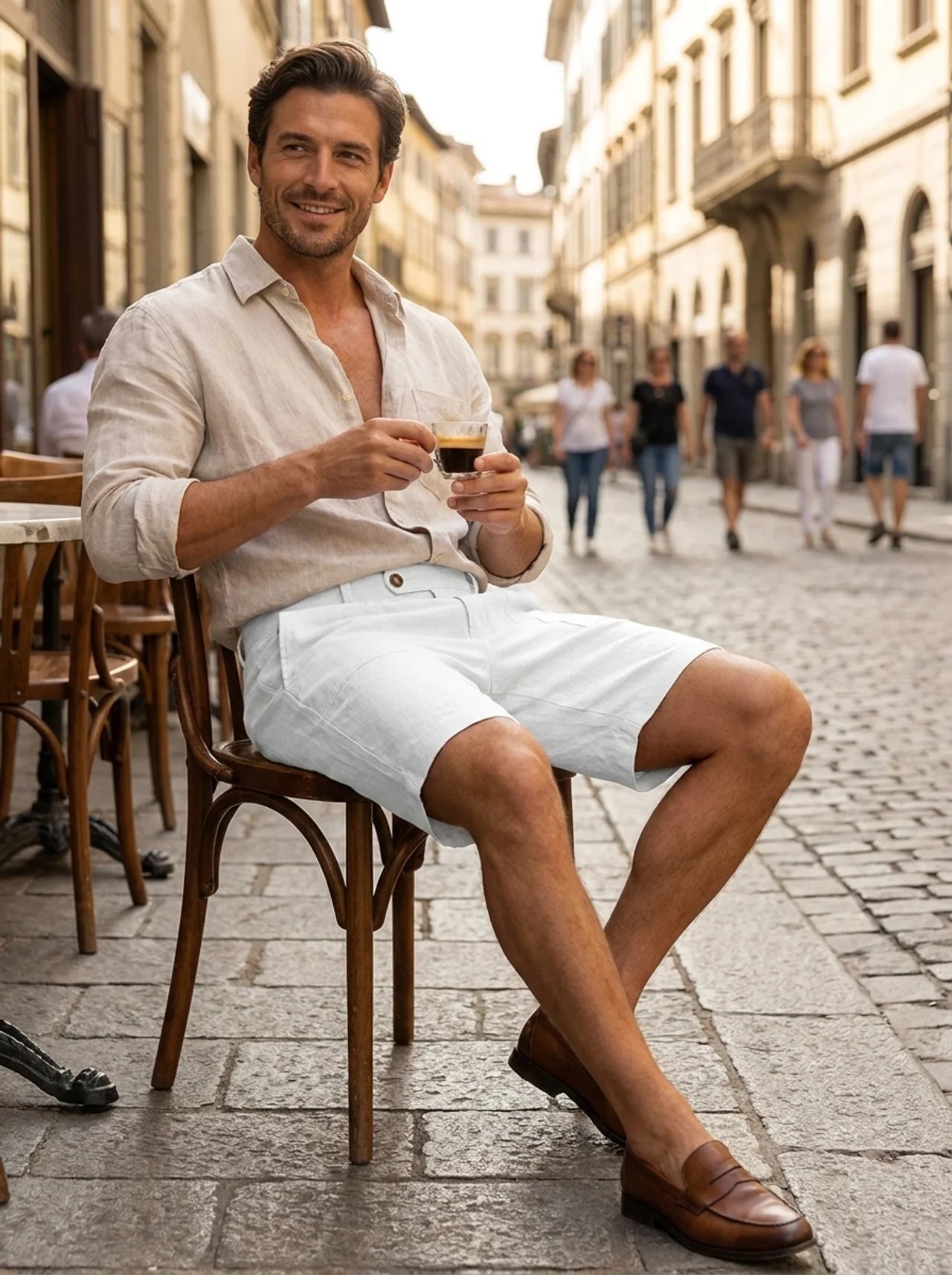 Herren Leinen-Shorts | Tunnelzug